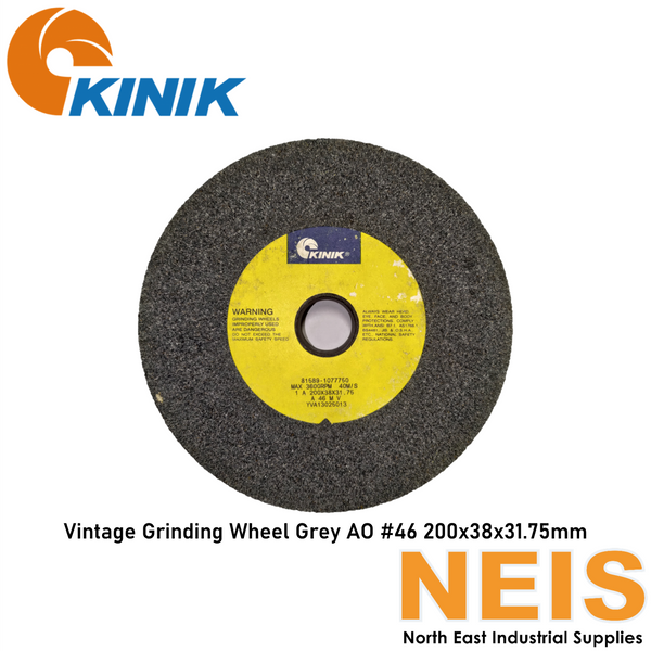 KINIK Vintage Grinding Wheel Aluminium Oxide #46 200x38x31.75mm - Grey, Medium