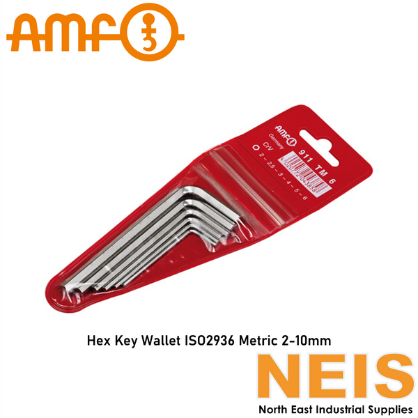 AMF Hexagon Key Wallet ISO2936 8pc Metric 2-10mm - Chrome-Vanadium