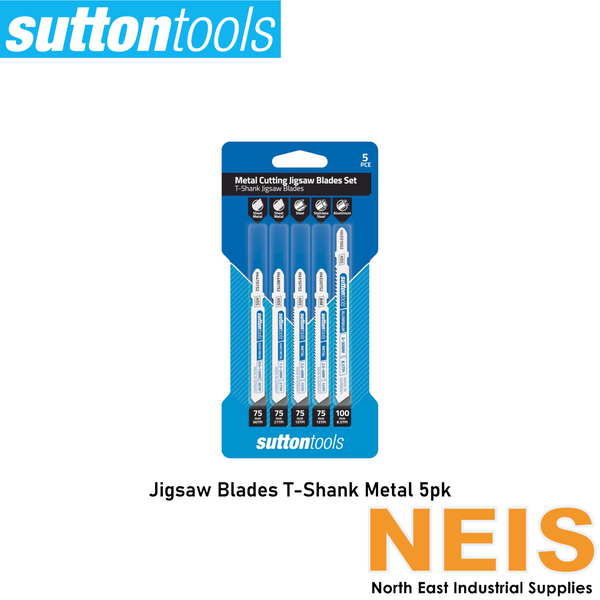 SUTTON TOOLS Jigsaw Blade Set Metal T-Shank 5pk H4920005 - HSS