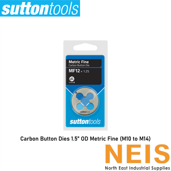 SUTTON TOOLS Carbon Button Dies 1.5" Outer Diameter Metric Fine (M10 to M14) M404 - 60°
