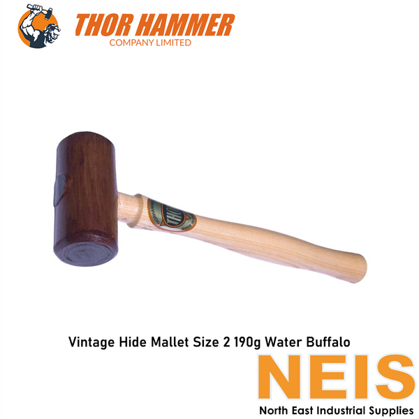 THOR Vintage Hide Mallet Size 2 Wood 273mm 190g (6oz) Water Buffalo