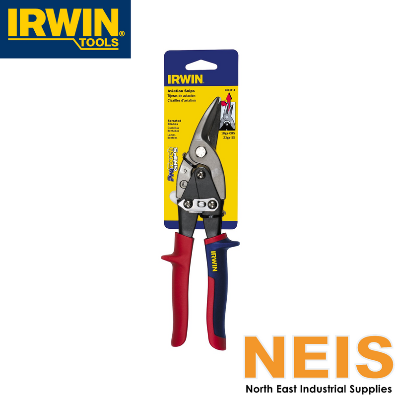 IRWIN Aviation Snips Left & Straight Cut Steel 254mm 2073111 - Pro-Touch Grips, 33mm Cut Length, Utility