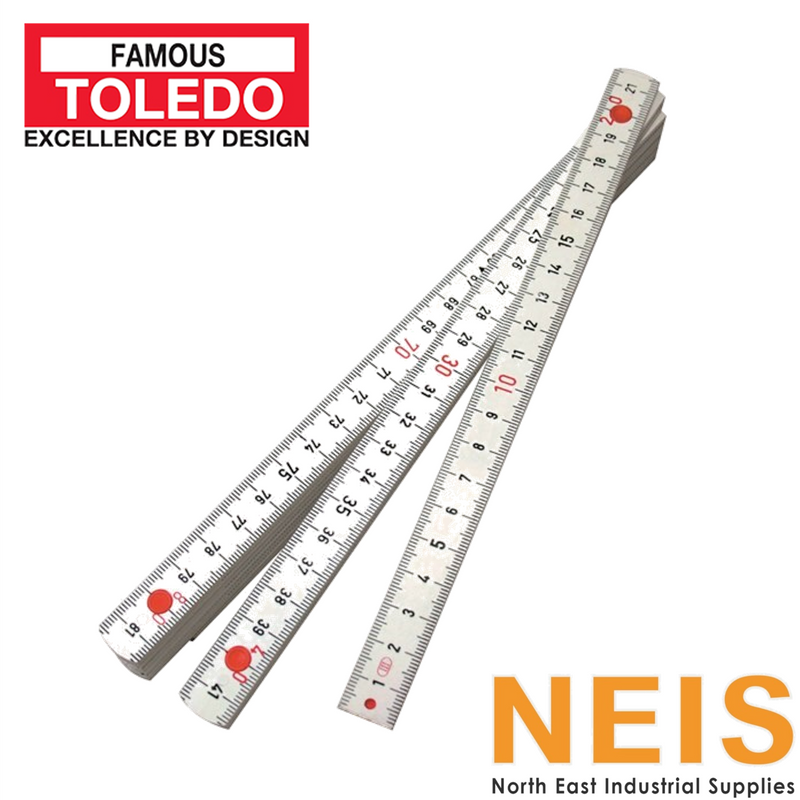 TOLEDO Folding Rule Fibreglass Double Sided Metric 2000mm 321902 - 10 Segments, Graduated