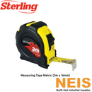 STERLING Measuring Tape 3M Metric Fibreglass Steel Rubber 16mm Wide