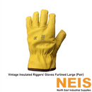 ICEMAN Insulated Rigger Gloves Furlined Freezer Large - Vintage, Leather