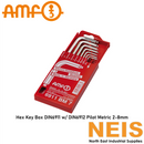 AMF Hexagon Key Box DIN6911 7pc w/ Pilot Metric (2-8mm) - Chrome-Vanadium