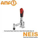 AMF Vertical Toggle Clamp Horizontal Base Solid Arm Steel Red Size 3 6804-90431 - Galvanised, Passivated