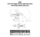 AMF Push-Pull Toggle Clamps Angle Base Steel Red Handle 6841 - Galvanised, Passivated