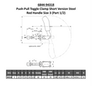 AMF Push-Pull Toggle Clamp Short Steel Red Handle Size 3 6844 - Galvanised, Passivated