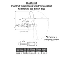 AMF Push-Pull Toggle Clamp Short Steel Red Handle Size 3 6844 - Galvanised, Passivated