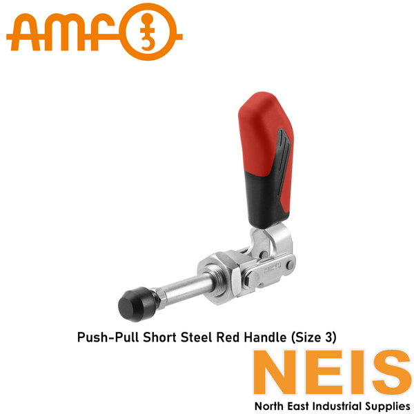 AMF Push-Pull Toggle Clamp Short Steel Red Handle Size 3 6844 - Galvanised, Passivated