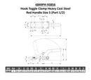 AMF Hook Toggle Clamp Heavy Cast Steel Red Handle Size 5 6849PH-93856 - Bluing, Zinc Plating