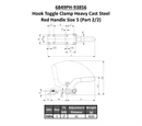 AMF Hook Toggle Clamp Heavy Cast Steel Red Handle Size 5 6849PH-93856 - Bluing, Zinc Plating