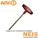 AMF Vintage T-Grip Hexagon Key Ball End Metric 8x200mm - Chrome-Vanadium