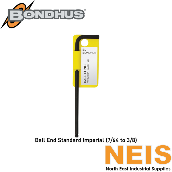 BONDHUS Ball End L-Wrenches Standard Imperial (7/64 - 3/8) BD001 - Protanium, 25°, Chamfered