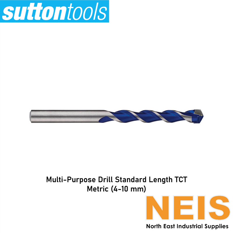 SUTTON TOOLS Multi-Purpose Drills TCT Standard Metric (4-10mm) D610 - Bright