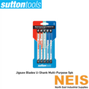 SUTTON TOOLS Jigsaw Blade Set Multi-Purpose U-Shank 5pk H4960005 - Carbon Steel/HSS