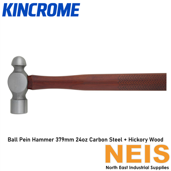 KINCROME Ball Pein Hammer Carbon Steel Hickory Wood Shaft 379mm 24oz