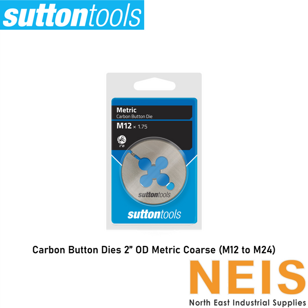 SUTTON TOOLS Carbon Button Dies 2" Outer Diameter Metric Coarse (M12 to M24) M402 - 60°