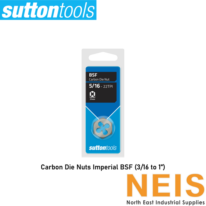 SUTTON TOOLS Carbon Die Nuts Imperial BSF (3/16 to 1") M448 - 55°
