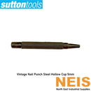 SUTTON TOOLS Nail Punch Vintage Hardened Steel Hollow Cup Metric 5mm