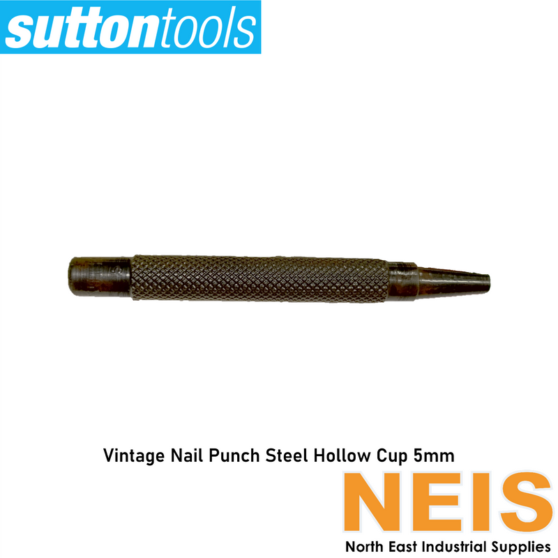 SUTTON TOOLS Nail Punch Vintage Hardened Steel Hollow Cup Metric 5mm