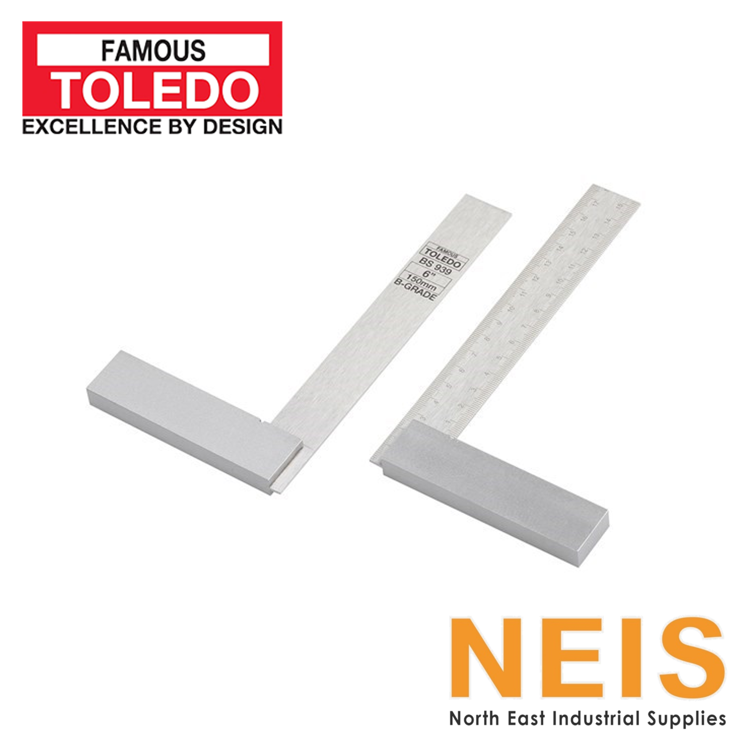 Square Spring Steel TOLEDO Engineering Square Spring Steel Graduated Metric 150mm SSA6G