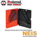 PROFERRED Short Arm Hex Key Set Chrome-Vanadium Metric/Imperial 20pc