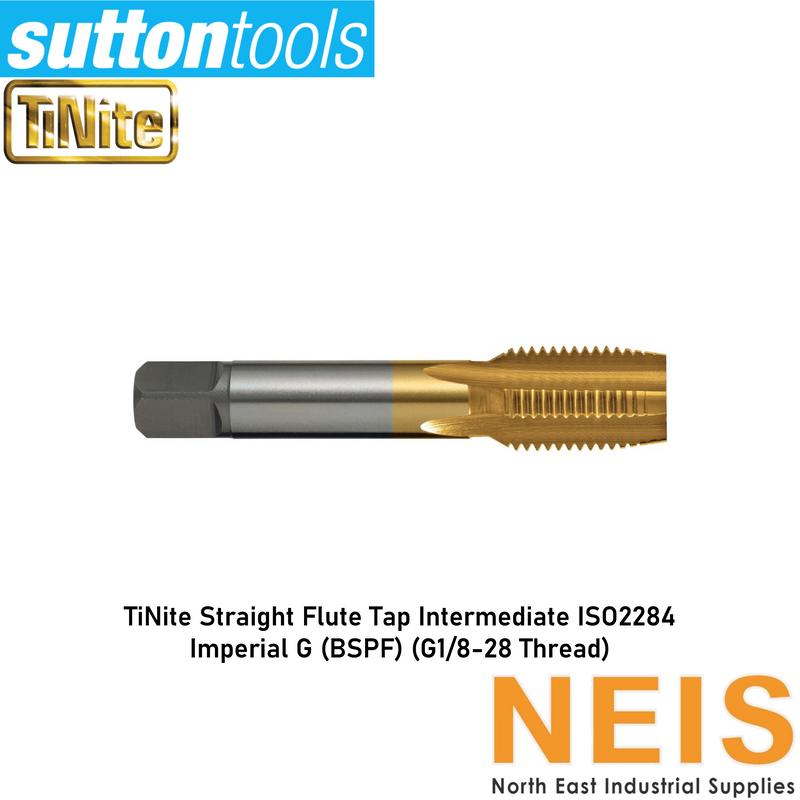 SUTTON TOOLS TiNite Straight Flute Tap Intermediate BSPF G1/8-28