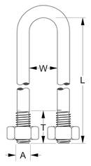 U-BOLT KIT STAINLESS STEEL GRADE 316 - M10 THREAD HOBSON BRAND